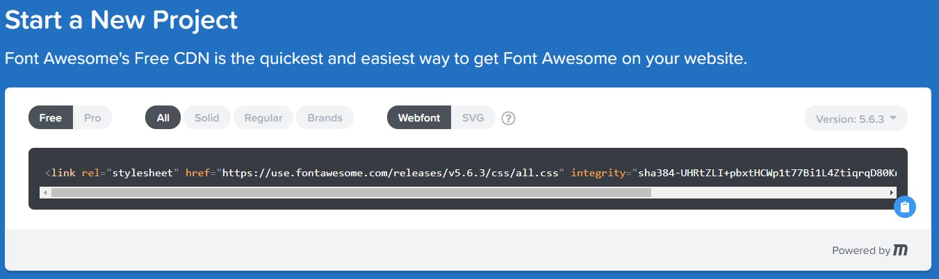 Configurar y copiar el enlace de FontAwesome para insertar los iconos bonitos en el menú de WordPress