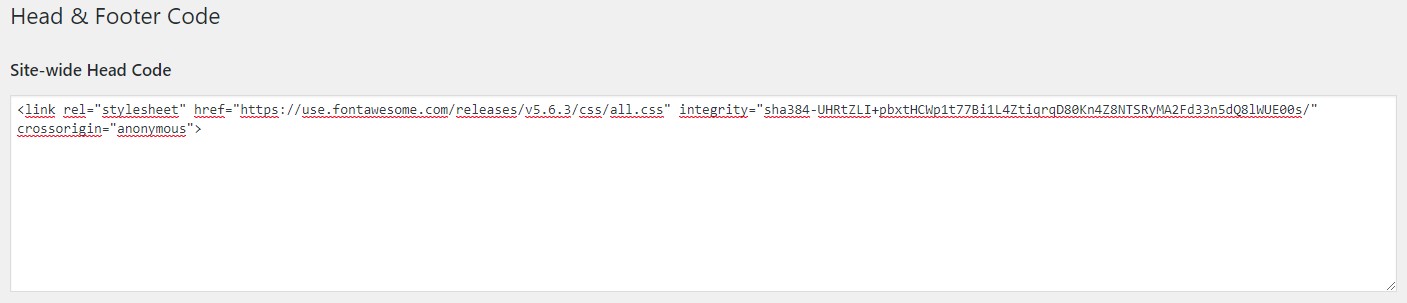 Insertar el código de los iconos